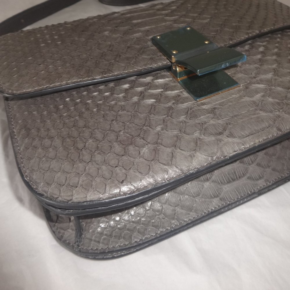 Cline Classic Box Medium Gray Python Skin Leather - image 7